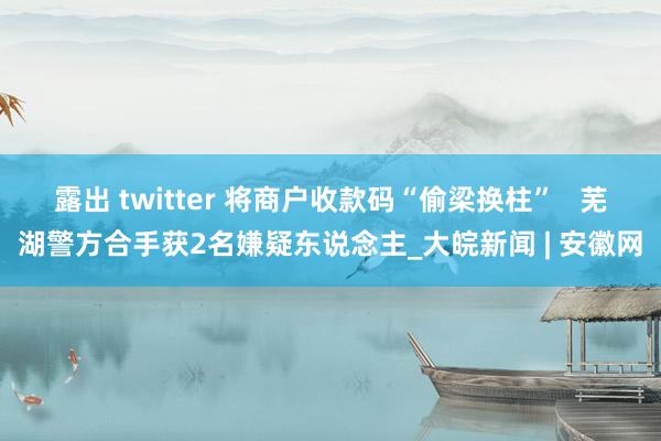露出 twitter 将商户收款码“偷梁换柱”   芜湖警方合手获2名嫌疑东说念主_大皖新闻 | 安徽网