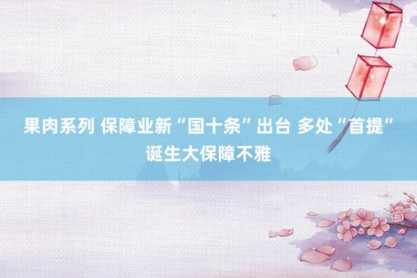 果肉系列 保障业新“国十条”出台 多处“首提”诞生大保障不雅