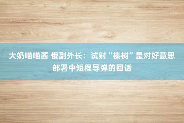 大奶喵喵酱 俄副外长：试射“榛树”是对好意思部署中短程导弹的回话
