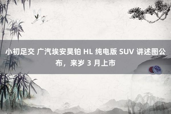 小初足交 广汽埃安昊铂 HL 纯电版 SUV 讲述图公布，来岁 3 月上市