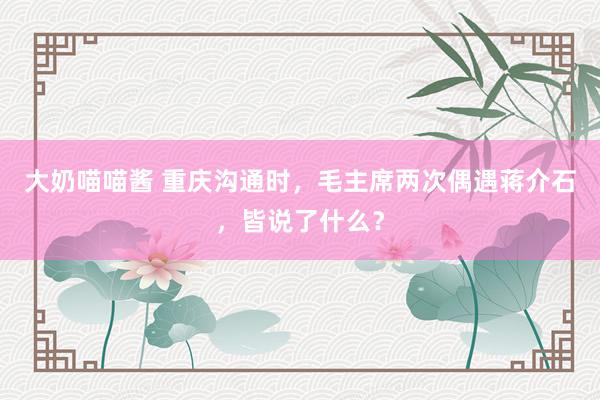 大奶喵喵酱 重庆沟通时，毛主席两次偶遇蒋介石，皆说了什么？