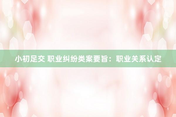 小初足交 职业纠纷类案要旨：职业关系认定