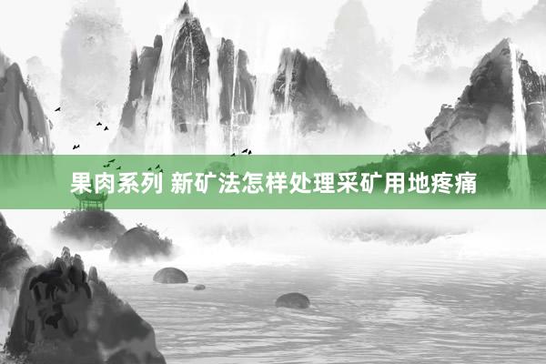 果肉系列 新矿法怎样处理采矿用地疼痛