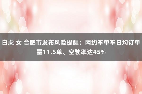 白虎 女 合肥市发布风险提醒：网约车单车日均订单量11.5单、空驶率达45%