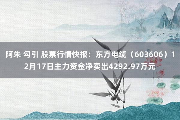 阿朱 勾引 股票行情快报：东方电缆（603606）12月17日主力资金净卖出4292.97万元