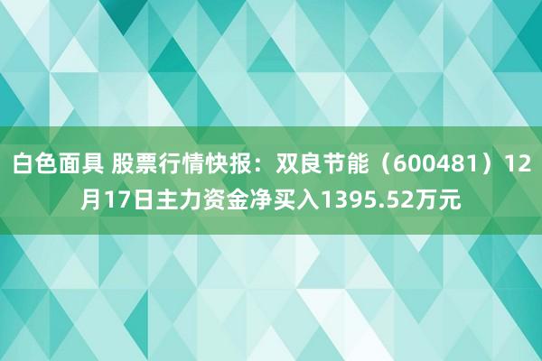 白色面具 股票行情快报：双良节能（600481）12月17日主力资金净买入1395.52万元