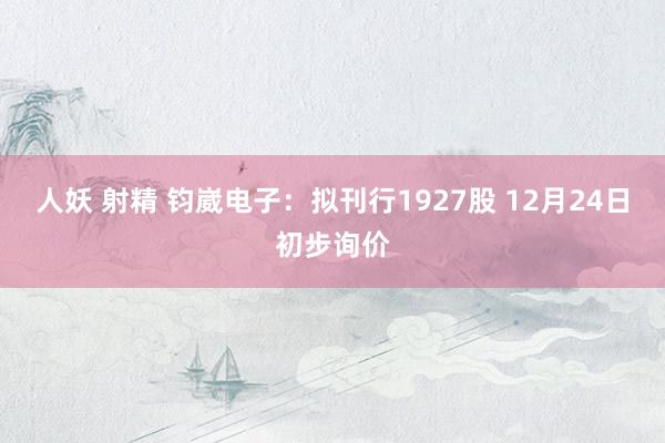 人妖 射精 钧崴电子：拟刊行1927股 12月24日初步询价