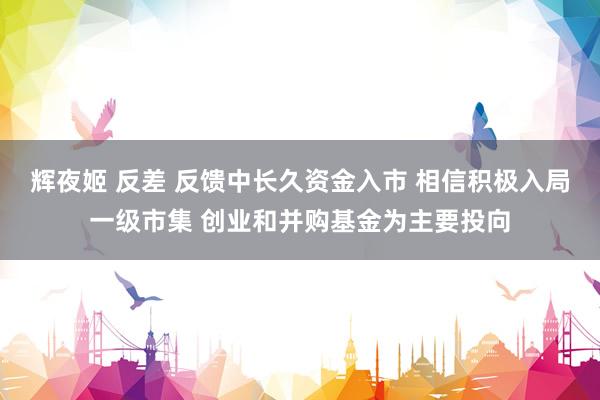 辉夜姬 反差 反馈中长久资金入市 相信积极入局一级市集 创业和并购基金为主要投向