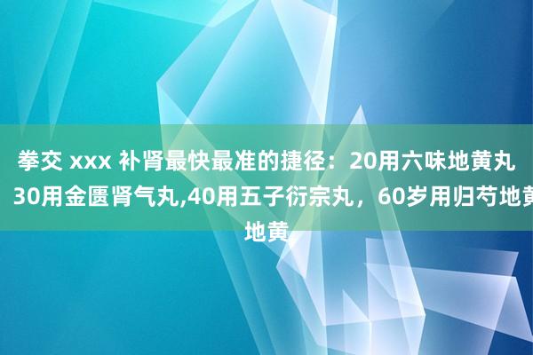 拳交 xxx 补肾最快最准的捷径:20用六味地黄丸,30用金匮肾气丸,40用五子衍宗丸,60岁用归芍地黄