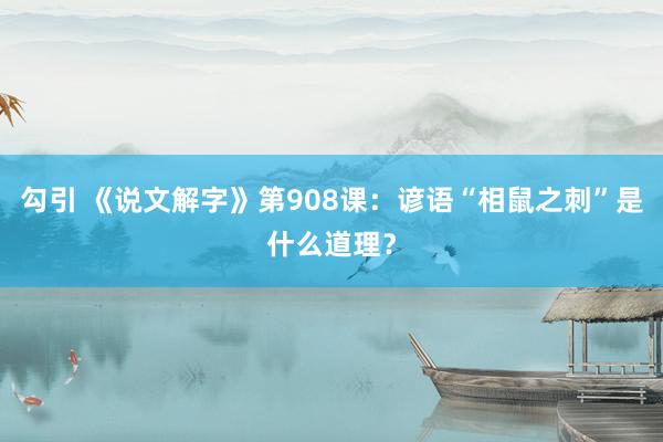 勾引 《说文解字》第908课：谚语“相鼠之刺”是什么道理？