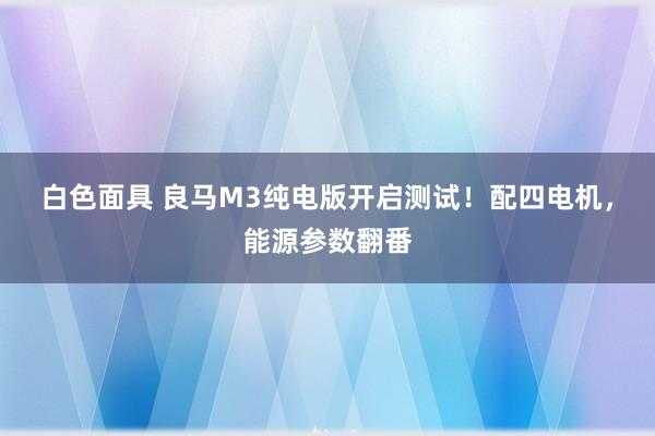 白色面具 良马M3纯电版开启测试！配四电机，能源参数翻番