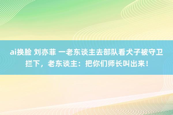 ai换脸 刘亦菲 一老东谈主去部队看犬子被守卫拦下，老东谈主：把你们师长叫出来！