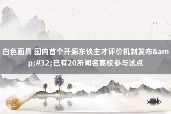 白色面具 国内首个开源东谈主才评价机制发布&#32;已有20所闻名高校参与试点